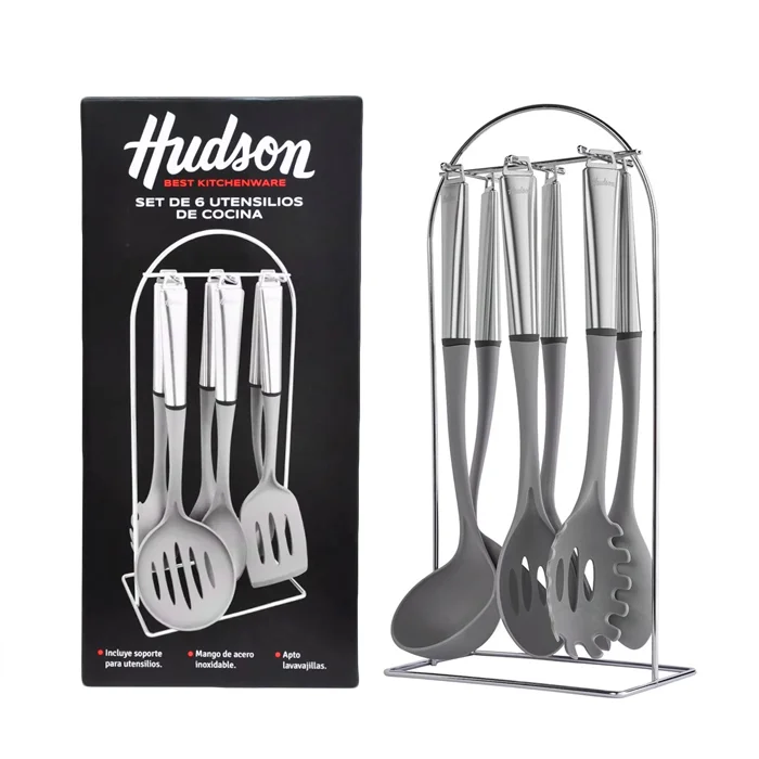 Set de 6 utensilios Hudson de nylon y acero