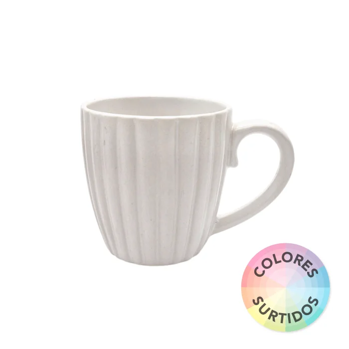 Taza de cerámica rayada chica