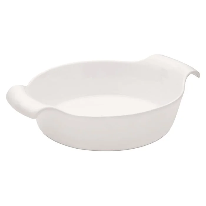 Fuente redonda Oxford de porcelana con asas