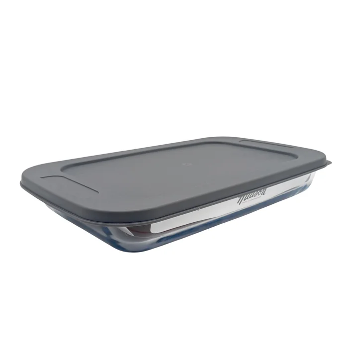 Asadera rectangular Hudson de vidrio con tapa 35 cm