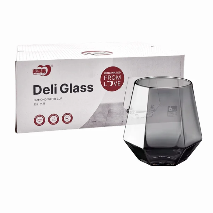Vaso de vidrio hexagonal pack x6