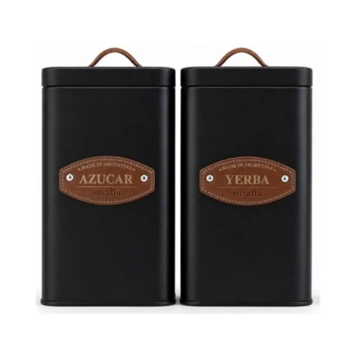 SET YERBA+AZUCAR CUAD.HAVA NEGRO C/ASA CUERO