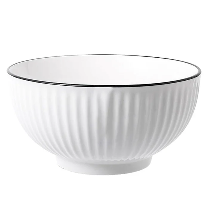 Bowl cerealero hueso facetado con borde negro