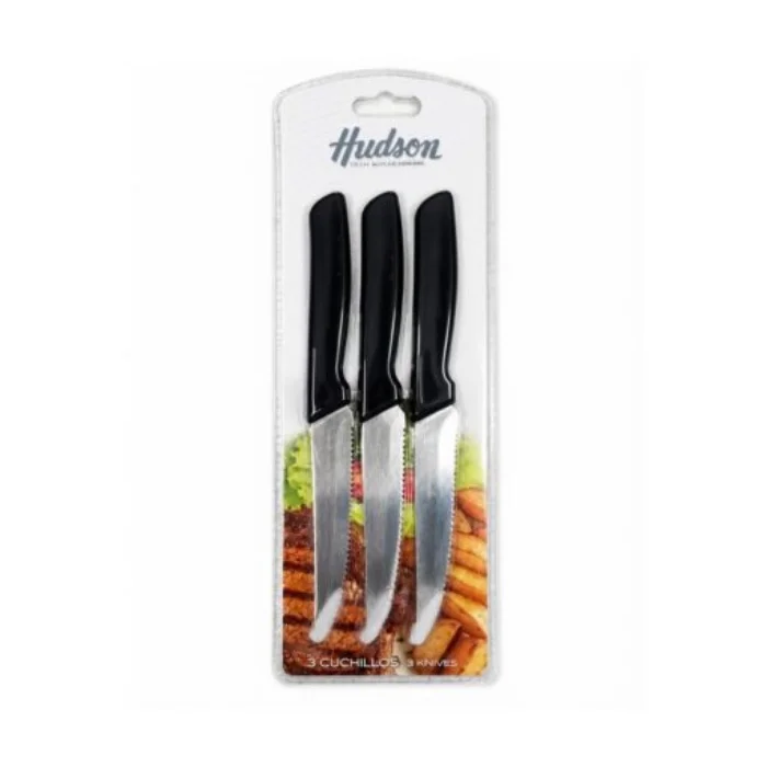 CUCHILLO BASIC X3 NEGRO HUDSON