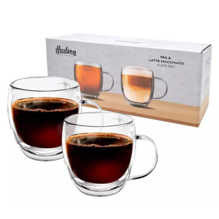 SET X2 VASOS DOBLE VIDRIO C/ASAs 150ML HUDSON