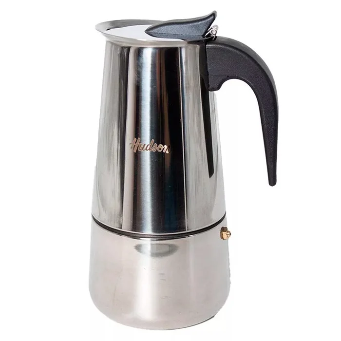 Cafetera italiana Hudson de acero inoxidable con asa